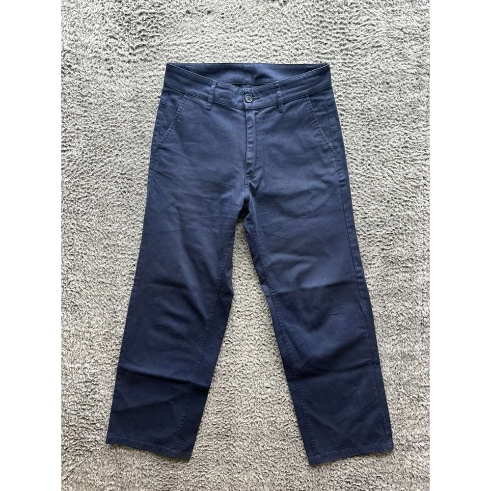 Nudd Mid Rise 100% Cotton Twill Casual Straight Pants Navy Blue Mens Size‎ S